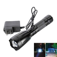 2200LM LED Rechargeable Flashlight Torch with Charger Black