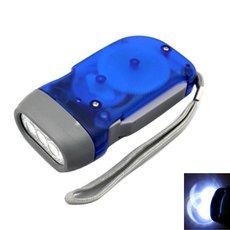 10 Lumens No Battery Dynamo Crank Wind 3 LED Flashlight Torch Blue