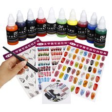 Professional 10 Colors Painting Pigment with Pen Nail Art Kit Set