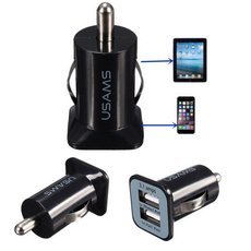 3.1A Universal Mini Dual USB Port Car Charger Adapter for iPhone/iPad/iPod/Cellphone Black
