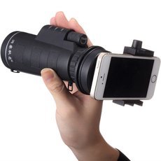 10*40 Hiking Concert Optical Camera Lens Monocular Cellphone Telescope with Smartphone Holder Black