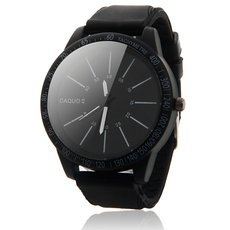Men's Casual Oversized Watch Dial Needle Scale Quartz Wrist Watch Black & White