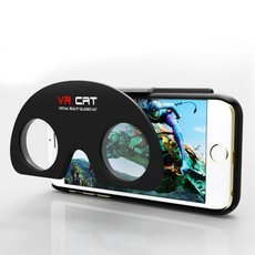 VR Cat Folding VR Virtual Reality 3D Glasses Cellphone Case Black