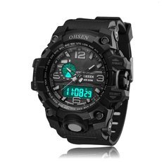 OHSEN AD1606 30M Waterproof Multifunction Week Analog Digital Sport Men Quartz Watch Black