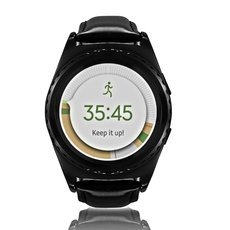 NO.1 G4 Bluetooth Smart Wrist Watch Phone Mate SIM Heart Rate Leather Band Black