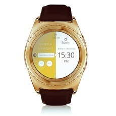 NO.1 G4 Bluetooth Smart Wrist Watch Phone Mate SIM Heart Rate Leather Band Golden