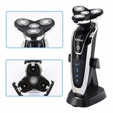 Kemei KM-8871 Rotary 4D Rechargeable Washable Electric Shaver Razor Trimmer Black
