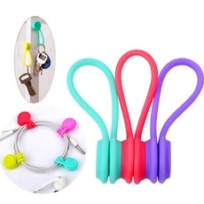 3pcs Magnetic Absorption Earphone Style Wire Cable Cord Key Storage Holder Clips Random Color